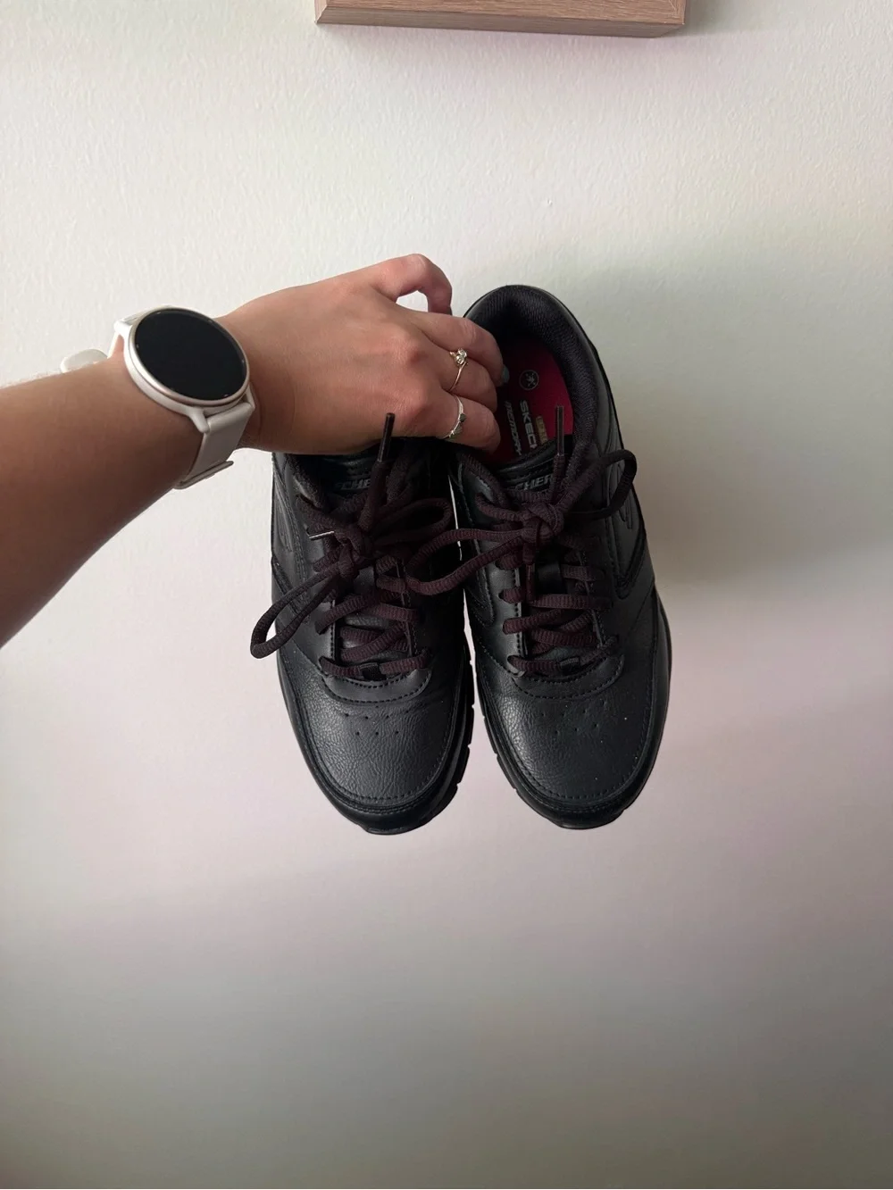 Skechers Black Leather Non-Slip Sneakers